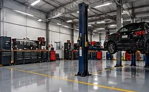 Ateliere auto: Uleiul și vaselina rămân deasupra și se curăță; nu intră în beton.